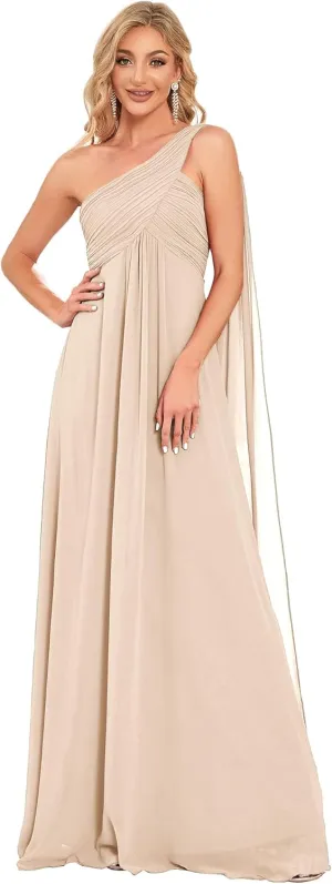Ever-Pretty Women's Summer One-Shoulder Empire Waist Chiffon Pleated Maxi Formal Dress 09816