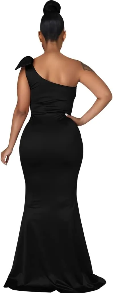FairyLove Women's One Shoulder Sleeveless Formal Ruched Bodycon Fashion Dress Belted Cocktail Dresses
