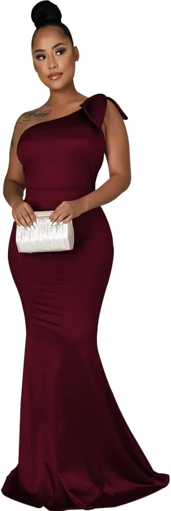 FairyLove Women's One Shoulder Sleeveless Formal Ruched Bodycon Fashion Dress Belted Cocktail Dresses