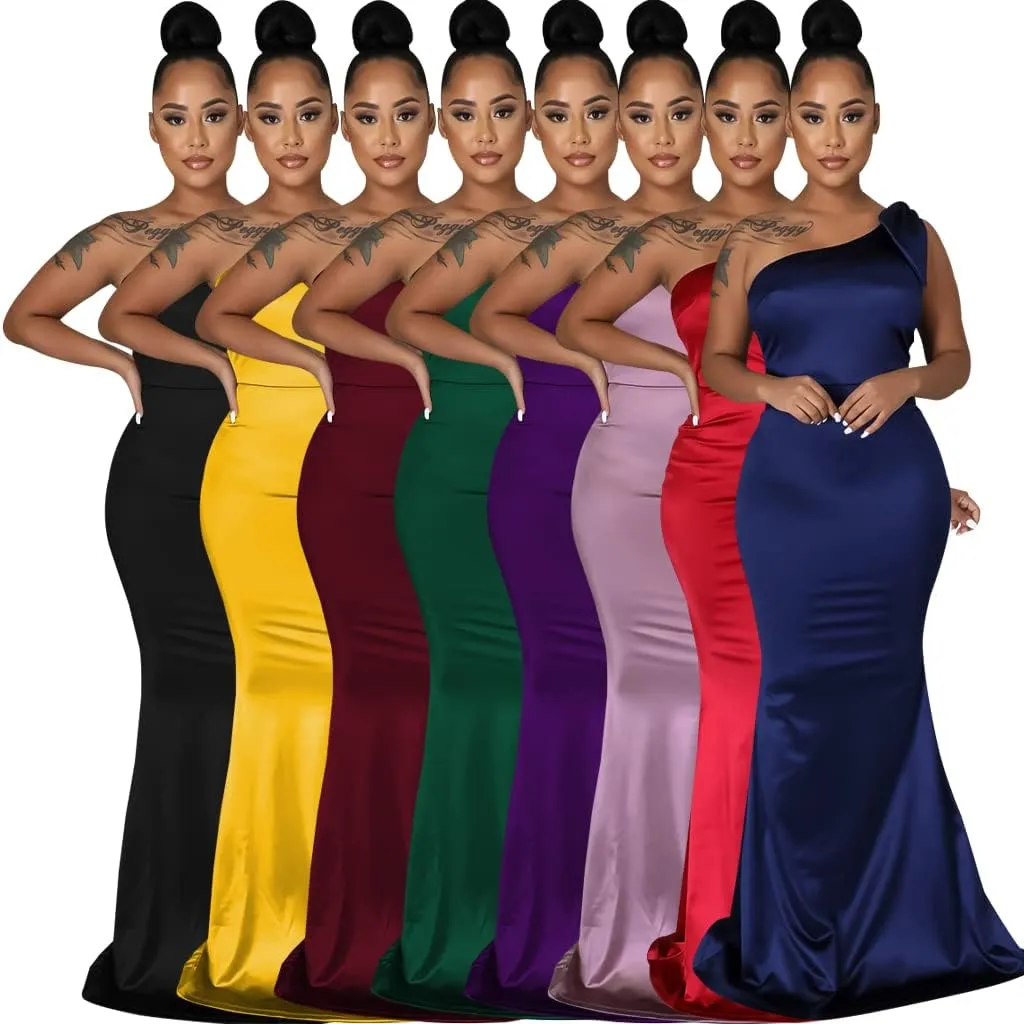 FairyLove Women's One Shoulder Sleeveless Formal Ruched Bodycon Fashion Dress Belted Cocktail Dresses