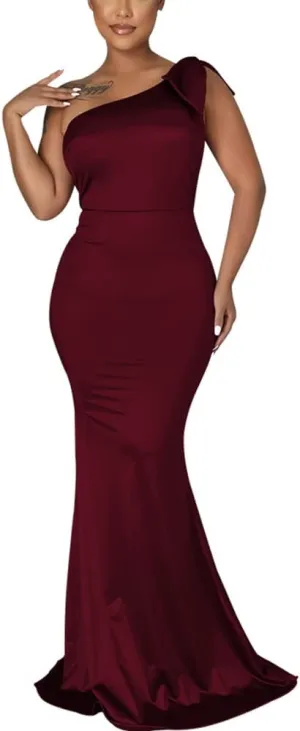 FairyLove Women's One Shoulder Sleeveless Formal Ruched Bodycon Fashion Dress Belted Cocktail Dresses