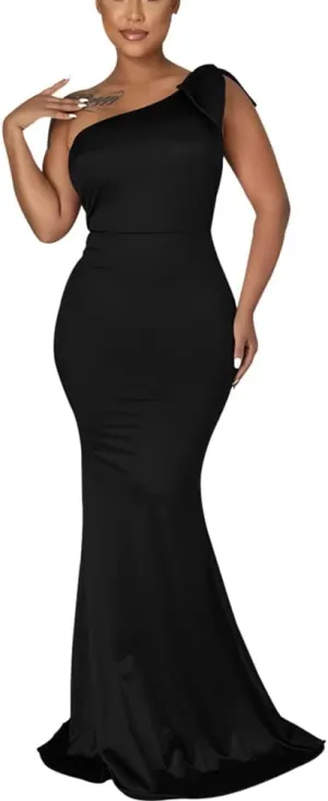 FairyLove Women's One Shoulder Sleeveless Formal Ruched Bodycon Fashion Dress Belted Cocktail Dresses