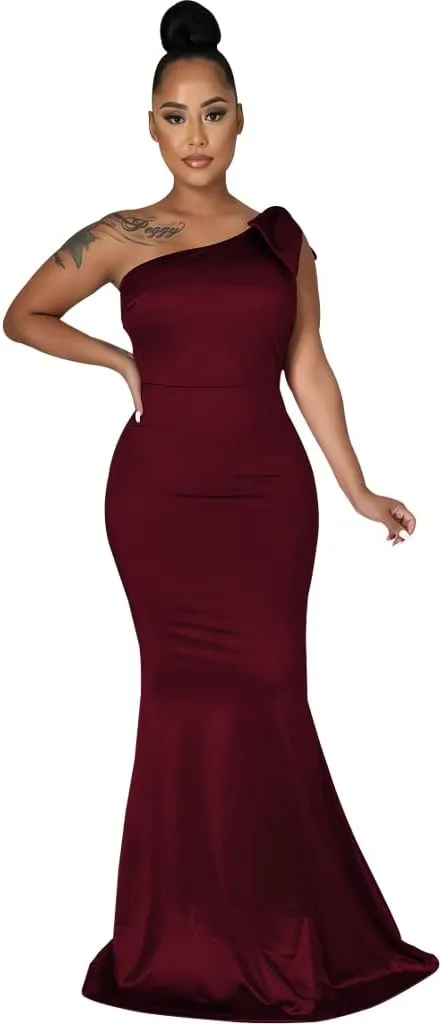 FairyLove Women's One Shoulder Sleeveless Formal Ruched Bodycon Fashion Dress Belted Cocktail Dresses
