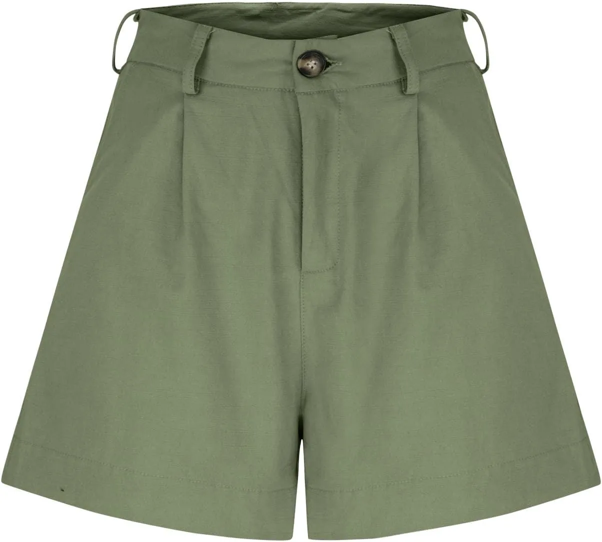 Finelylove Womens Cargo Bermuda Shorts Pleated High Waisted Summer Linen Shorts Wide Leg Casual Beach Shorts with Pockets