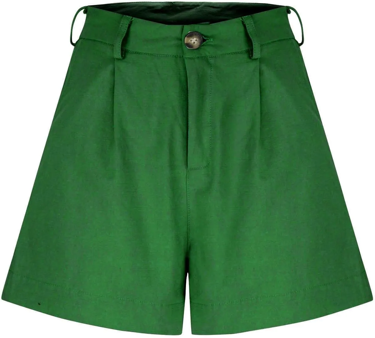 Finelylove Womens Cargo Bermuda Shorts Pleated High Waisted Summer Linen Shorts Wide Leg Casual Beach Shorts with Pockets