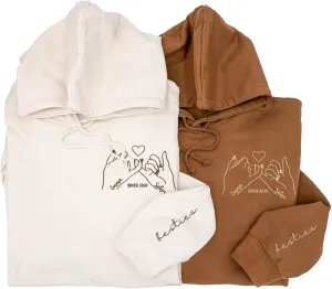 GODMERCH Custom Embroidered Besties Hoodies Sweatshirt With Text On Sleeve,Besties Gift,Custom For Women