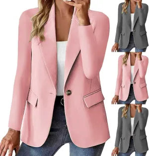 GOKKILRW Womens Casual Blazer Jackets Lapel One Button Work Suit Coats Trendy Business Formal Outfits Professional Clothes
