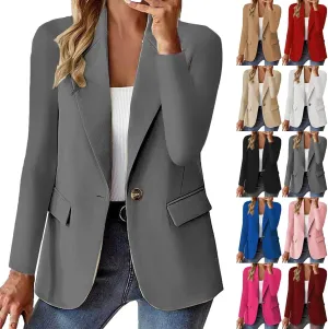 GOKKILRW Womens Casual Blazer Jackets Lapel One Button Work Suit Coats Trendy Business Formal Outfits Professional Clothes