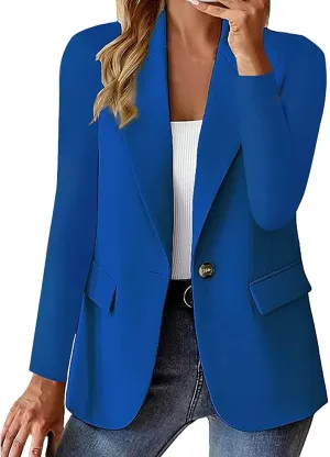 GOKKILRW Womens Casual Blazer Jackets Lapel One Button Work Suit Coats Trendy Business Formal Outfits Professional Clothes