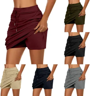 Golf Skorts for Woman Tummy Control 4-Way Stretch Tennis Skirt Short Quick Dry Drawstring Running Athletic Skort
