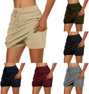 Golf Skorts for Woman Tummy Control 4-Way Stretch Tennis Skirt Short Quick Dry Drawstring Running Athletic Skort