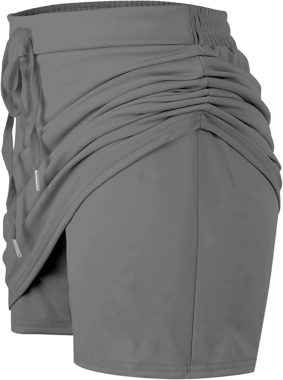 Golf Skorts for Woman Tummy Control 4-Way Stretch Tennis Skirt Short Quick Dry Drawstring Running Athletic Skort