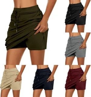 Golf Skorts for Woman Tummy Control 4-Way Stretch Tennis Skirt Short Quick Dry Drawstring Running Athletic Skort