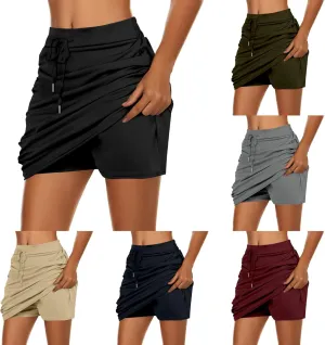 Golf Skorts for Woman Tummy Control 4-Way Stretch Tennis Skirt Short Quick Dry Drawstring Running Athletic Skort
