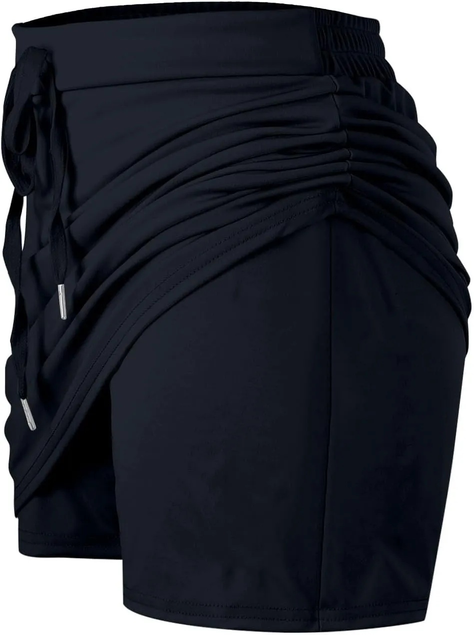 Golf Skorts for Woman Tummy Control 4-Way Stretch Tennis Skirt Short Quick Dry Drawstring Running Athletic Skort