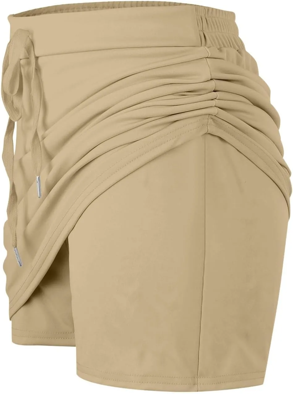 Golf Skorts for Woman Tummy Control 4-Way Stretch Tennis Skirt Short Quick Dry Drawstring Running Athletic Skort