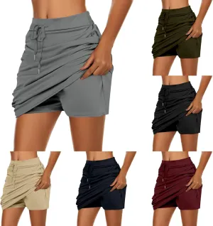 Golf Skorts for Woman Tummy Control 4-Way Stretch Tennis Skirt Short Quick Dry Drawstring Running Athletic Skort