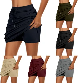 Golf Skorts for Woman Tummy Control 4-Way Stretch Tennis Skirt Short Quick Dry Drawstring Running Athletic Skort