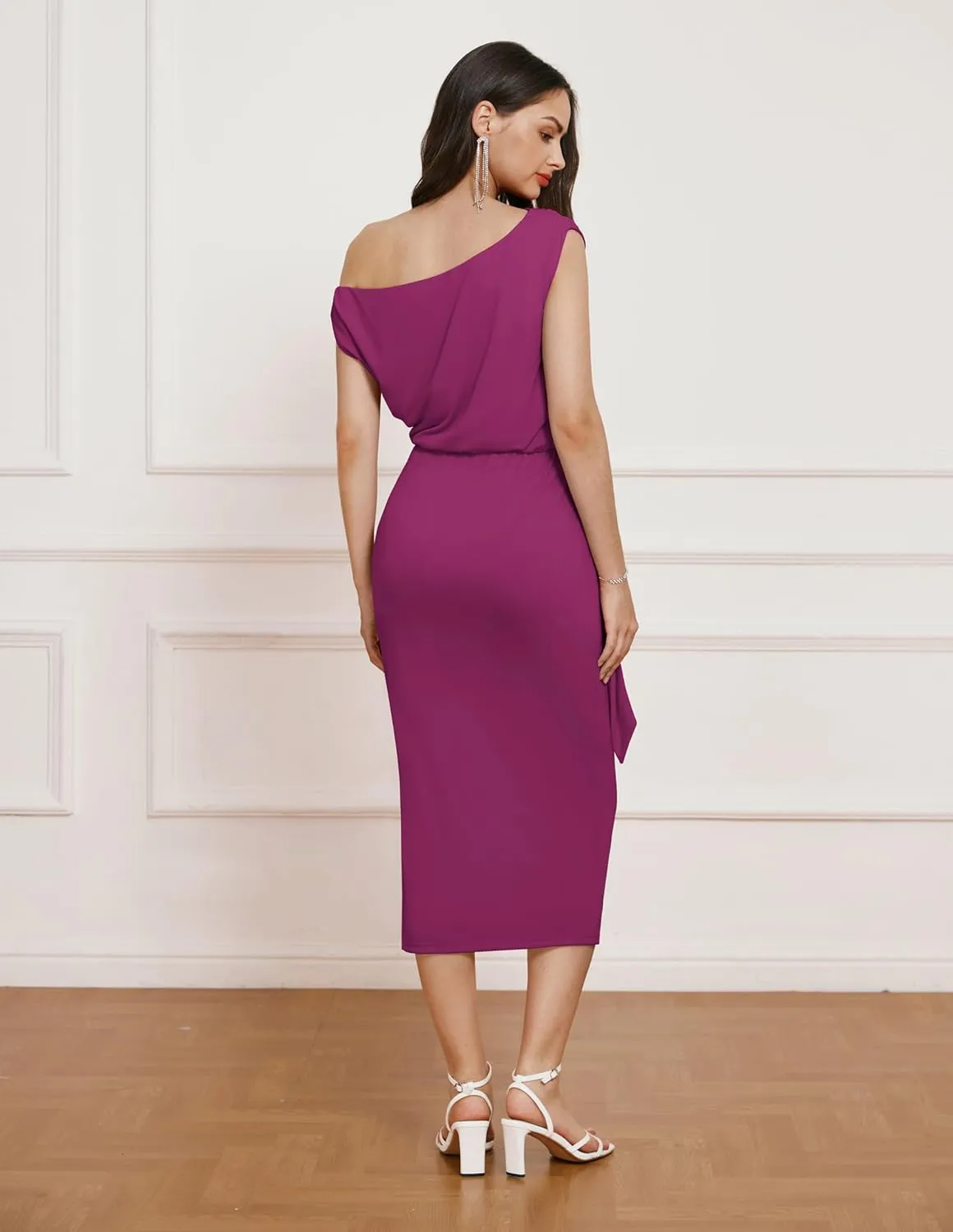 GRACE KARIN 2024 Women's One Shoulder Cocktail Dresses for Evening Party Bodycon Midi Dresses
