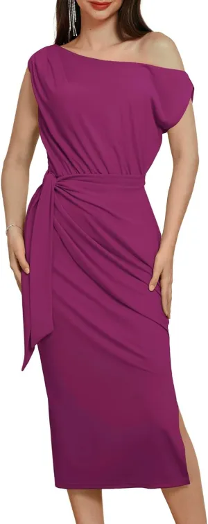 GRACE KARIN 2024 Women's One Shoulder Cocktail Dresses for Evening Party Bodycon Midi Dresses
