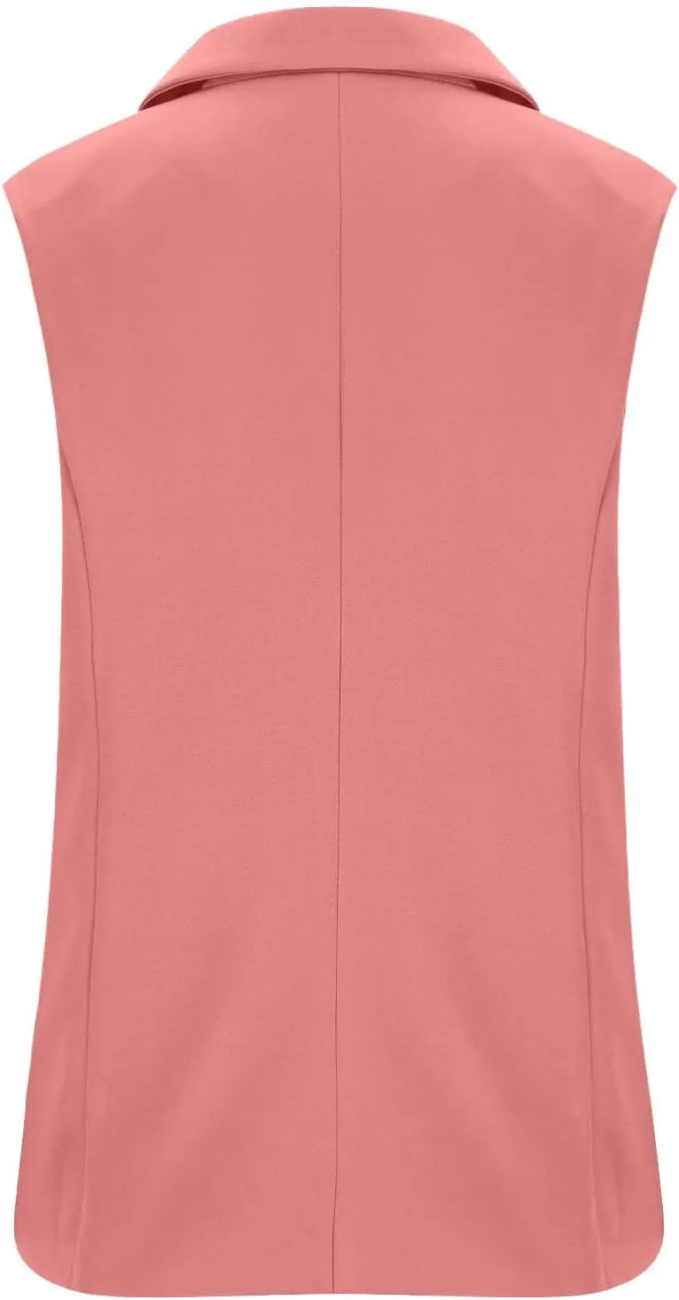 HGps8w Women's Blazers Vest Tops Casual 2025 Summer Sleeveless Lightweight Open Front Work Office Jackets with Pockets