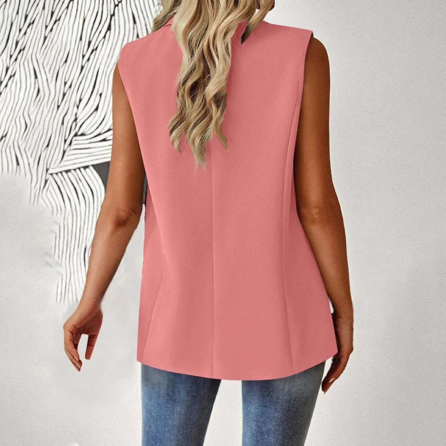 HGps8w Women's Blazers Vest Tops Casual 2025 Summer Sleeveless Lightweight Open Front Work Office Jackets with Pockets