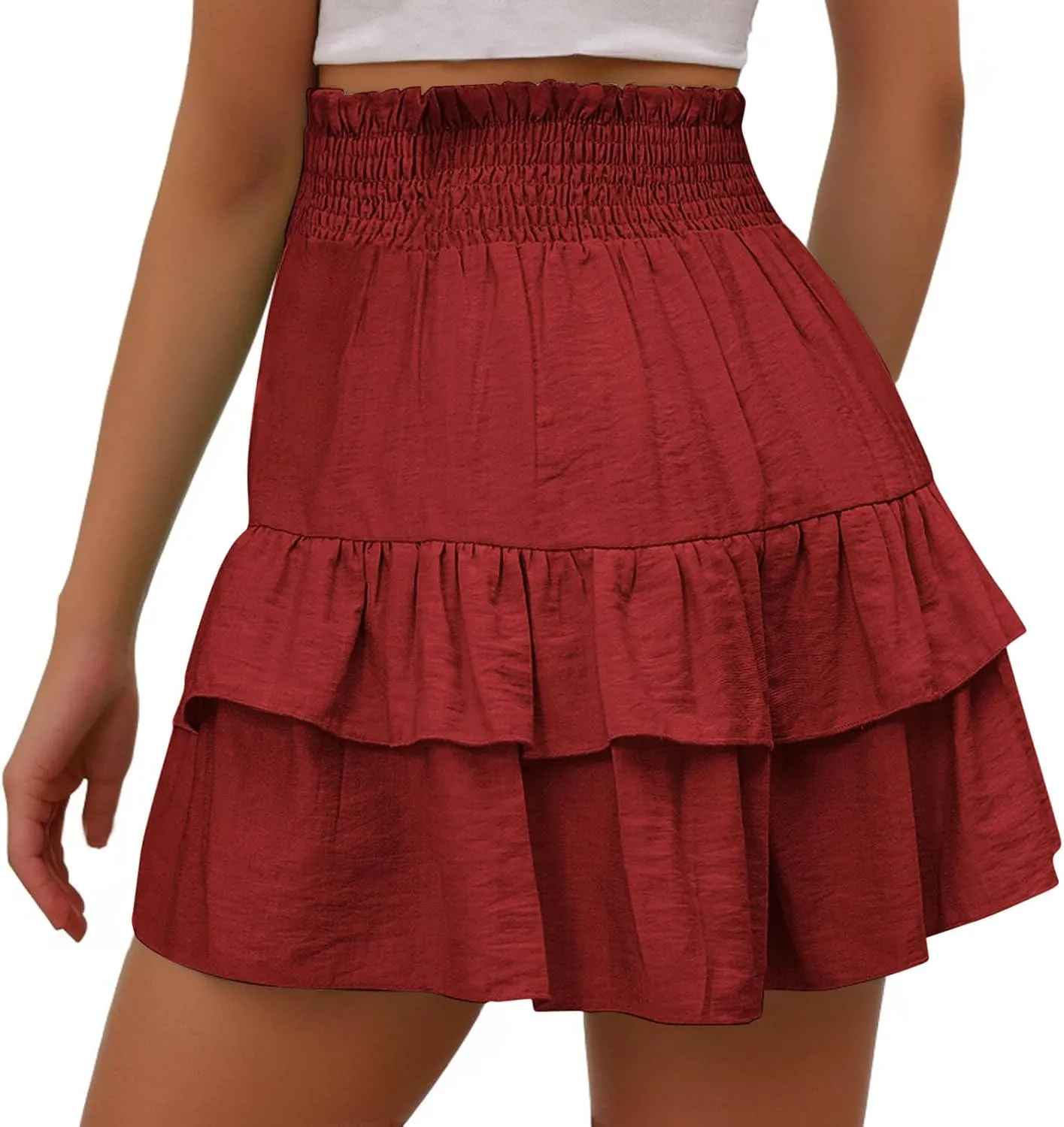 High Waisted Shorts for Women Summer Bermuda Shorts Flowy Casual Ruffle Shorts Trendy Beach Shorts Mini Pleated Skirt