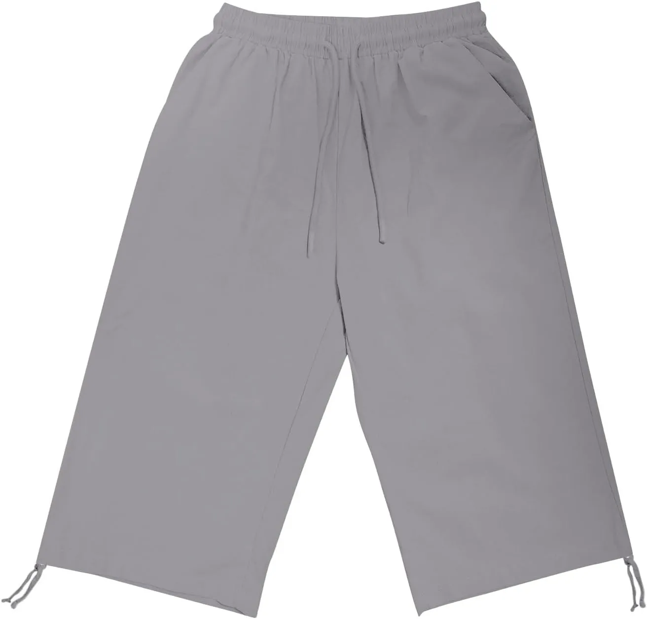 hlysgo Bermuda Shorts for Women High Waisted Drawstring Cotton Linen Casual Shorts Summer Knee Length Shorts with Pockets
