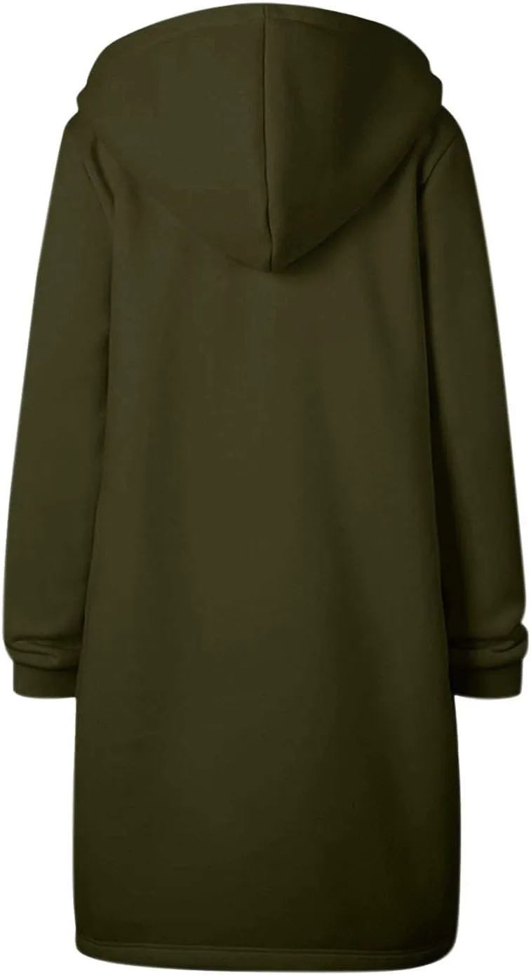 Hoodies for Women Fashion Print Hooded Jackets Sweatshirt Basic Zip up Jersey Jacket Long Sleeve Top with Pockets