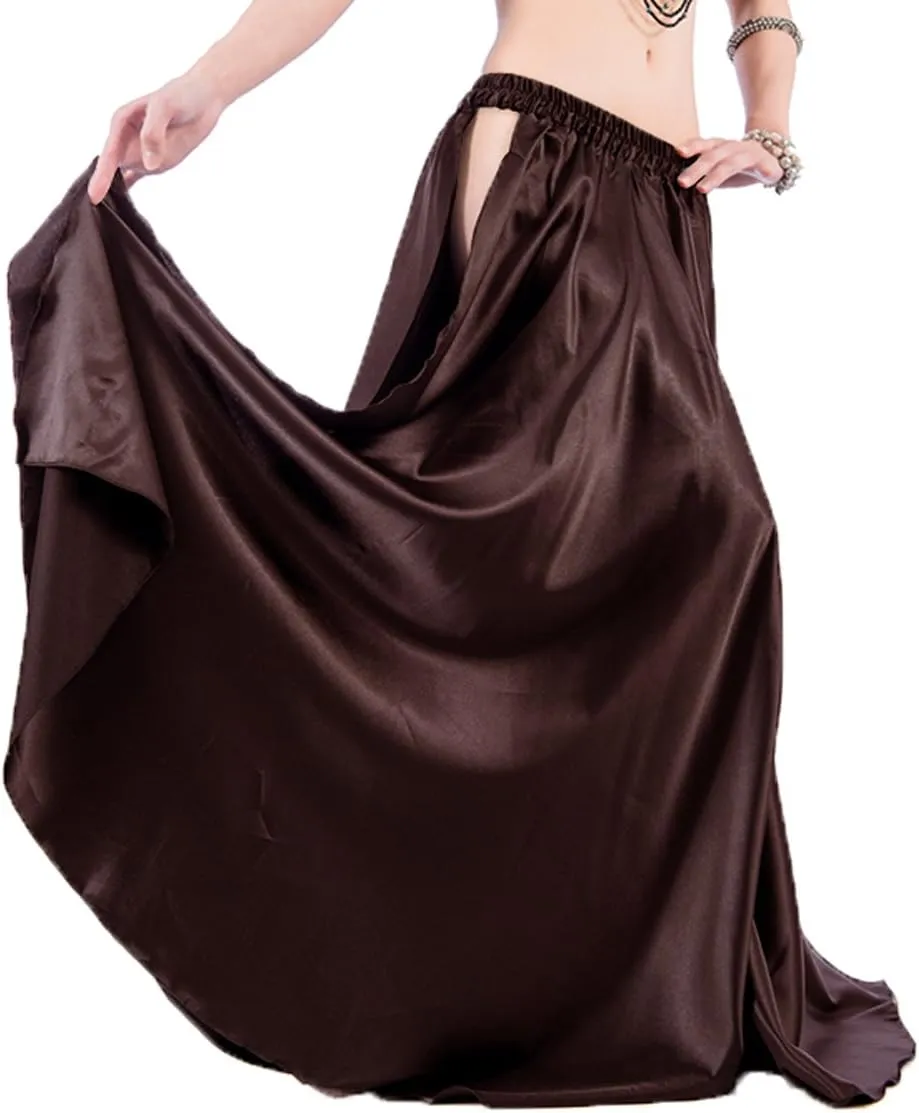 Indian Trendy 36" Satin Panel Full Circle Swing Belly Dance Gypsy 2 Slit Skirts