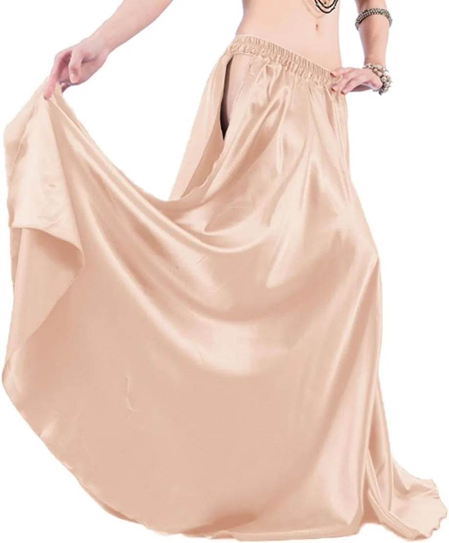 Indian Trendy 36" Satin Panel Full Circle Swing Belly Dance Gypsy 2 Slit Skirts