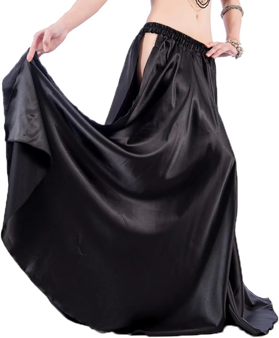 Indian Trendy 36" Satin Panel Full Circle Swing Belly Dance Gypsy 2 Slit Skirts