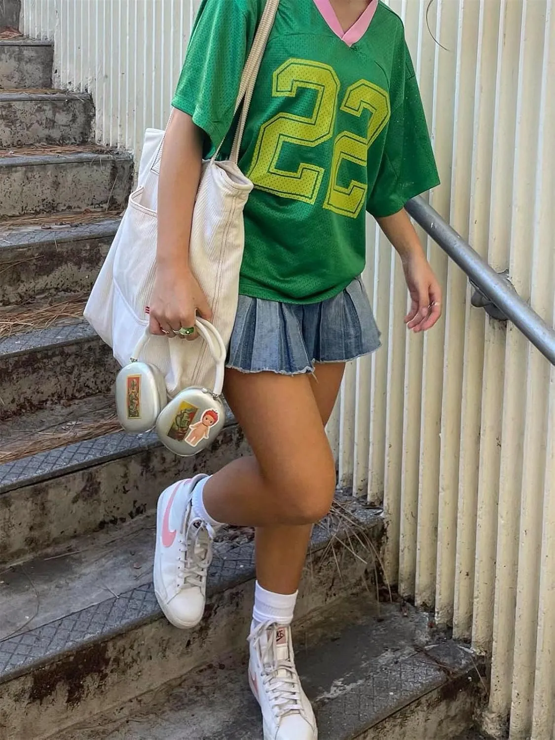 Jersey Shirts for Women Y2k Oversized Number Graphic V Neck Short Sleeve Jersey T-Shirt Blokecore Aesthetic Streetwear