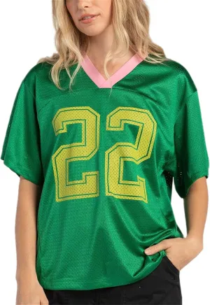 Jersey Shirts for Women Y2k Oversized Number Graphic V Neck Short Sleeve Jersey T-Shirt Blokecore Aesthetic Streetwear