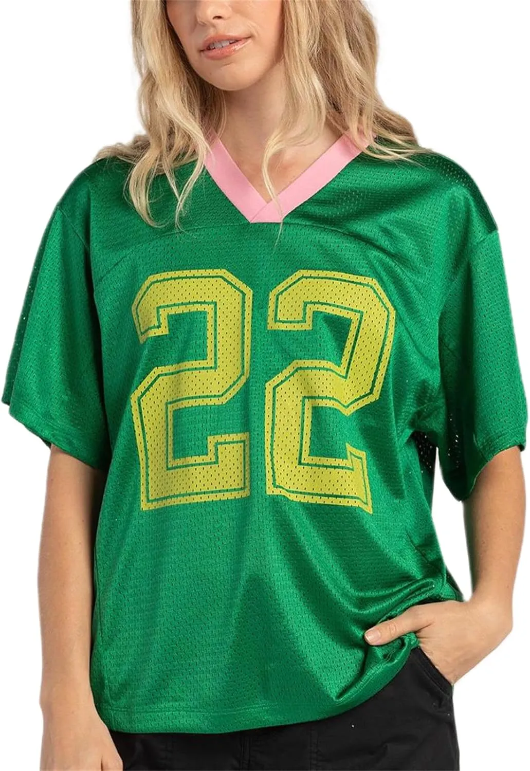 Jersey Shirts for Women Y2k Oversized Number Graphic V Neck Short Sleeve Jersey T-Shirt Blokecore Aesthetic Streetwear