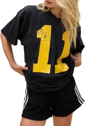 Jersey Shirts for Women Y2k Oversized Number Graphic V Neck Short Sleeve Jersey T-Shirt Blokecore Aesthetic Streetwear