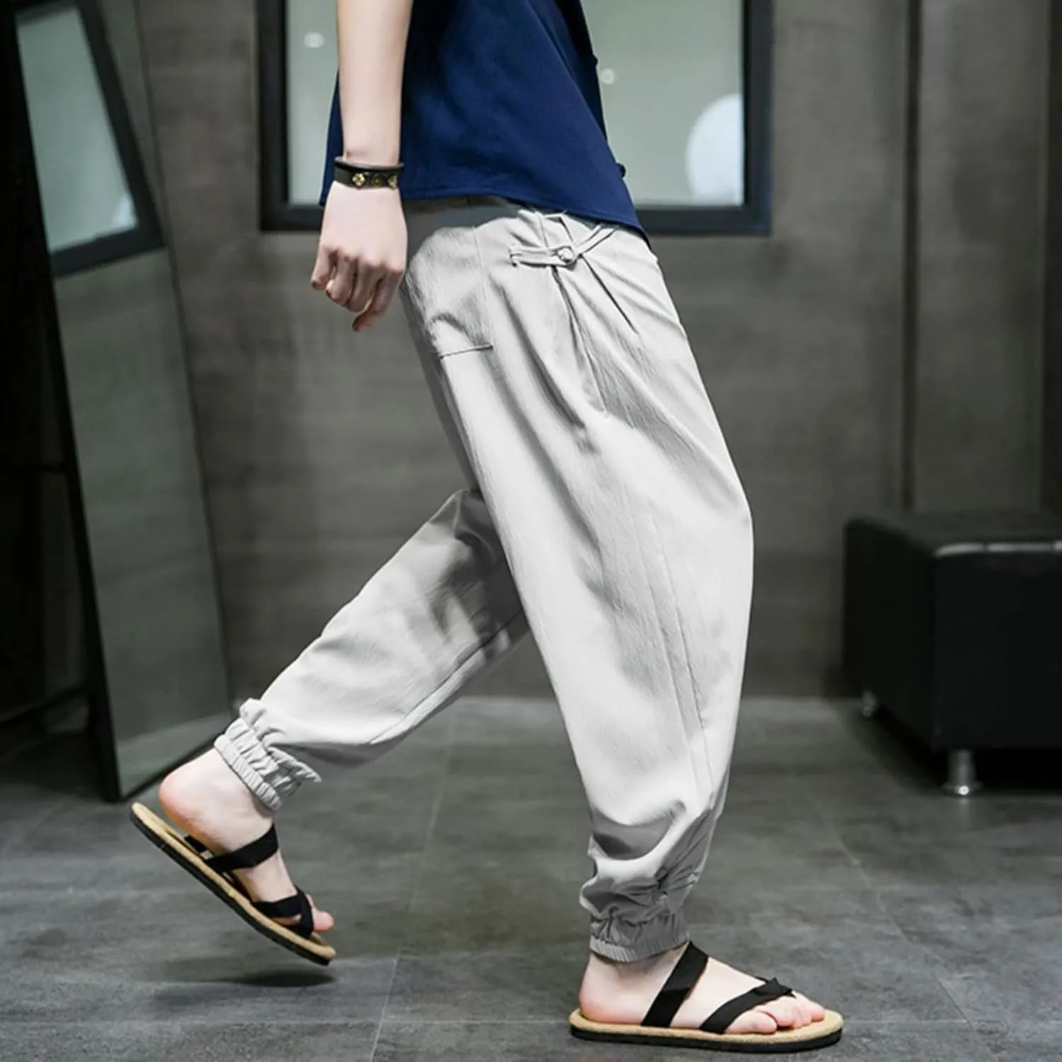 JEsilunmaMY Harem Pants for Men Lightweight Ice Silk Athletic Jogger Sweatpants Loose Casual Summer Lounge Pants with Pocket