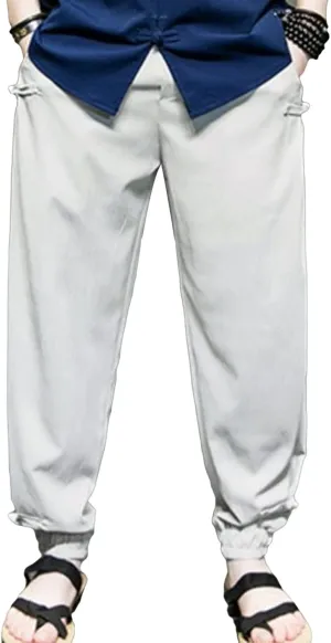 JEsilunmaMY Harem Pants for Men Lightweight Ice Silk Athletic Jogger Sweatpants Loose Casual Summer Lounge Pants with Pocket