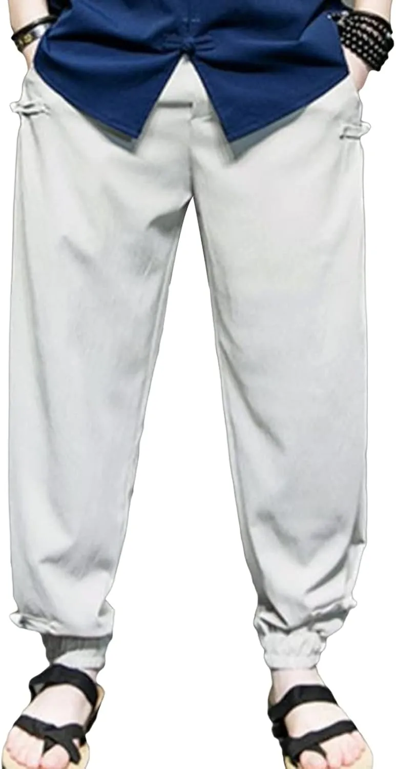 JEsilunmaMY Harem Pants for Men Lightweight Ice Silk Athletic Jogger Sweatpants Loose Casual Summer Lounge Pants with Pocket
