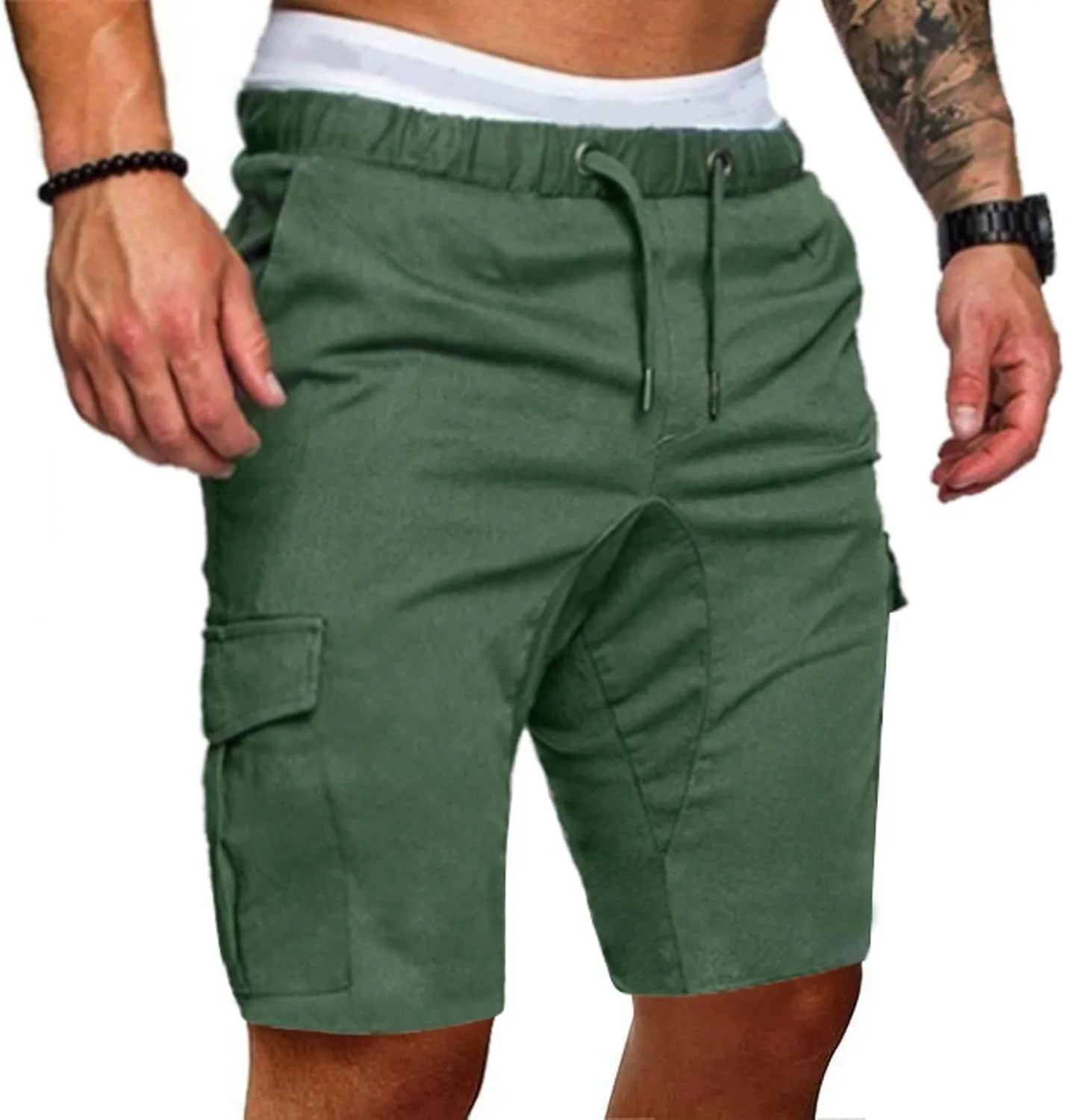 Jinda Men's Lightweight Cargo Shorts Outdoor Shorts Mid Rise Pocket Elastic Cotton Casual Work Utility Shorts