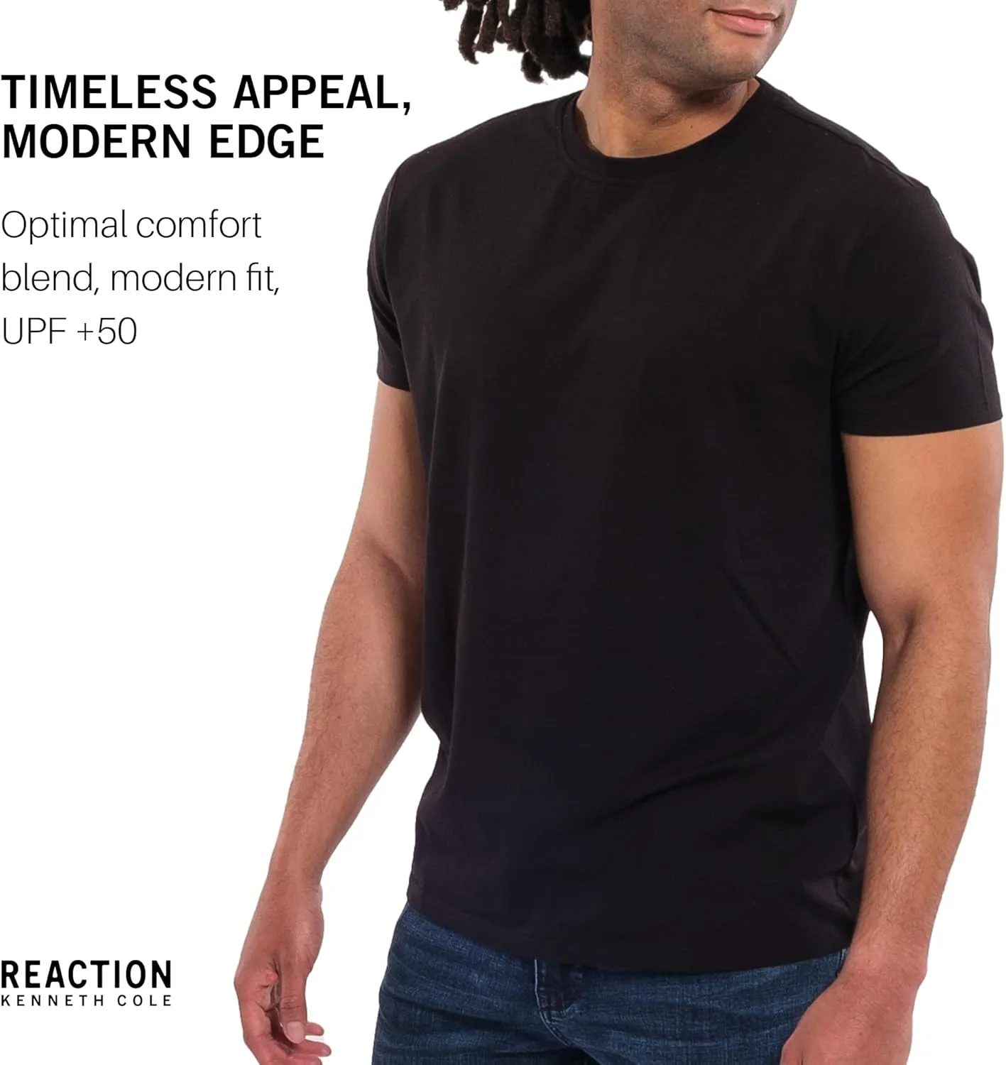 Kenneth Cole REACTION Mens T-Shirt Pack of 3 - UPF 50  Cotton/Spandex Jersey Slim Fit T Shirts for Men 3-Pack