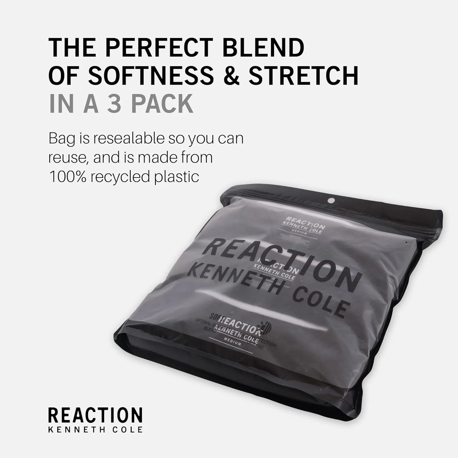 Kenneth Cole REACTION Mens T-Shirt Pack of 3 - UPF 50  Cotton/Spandex Jersey Slim Fit T Shirts for Men 3-Pack
