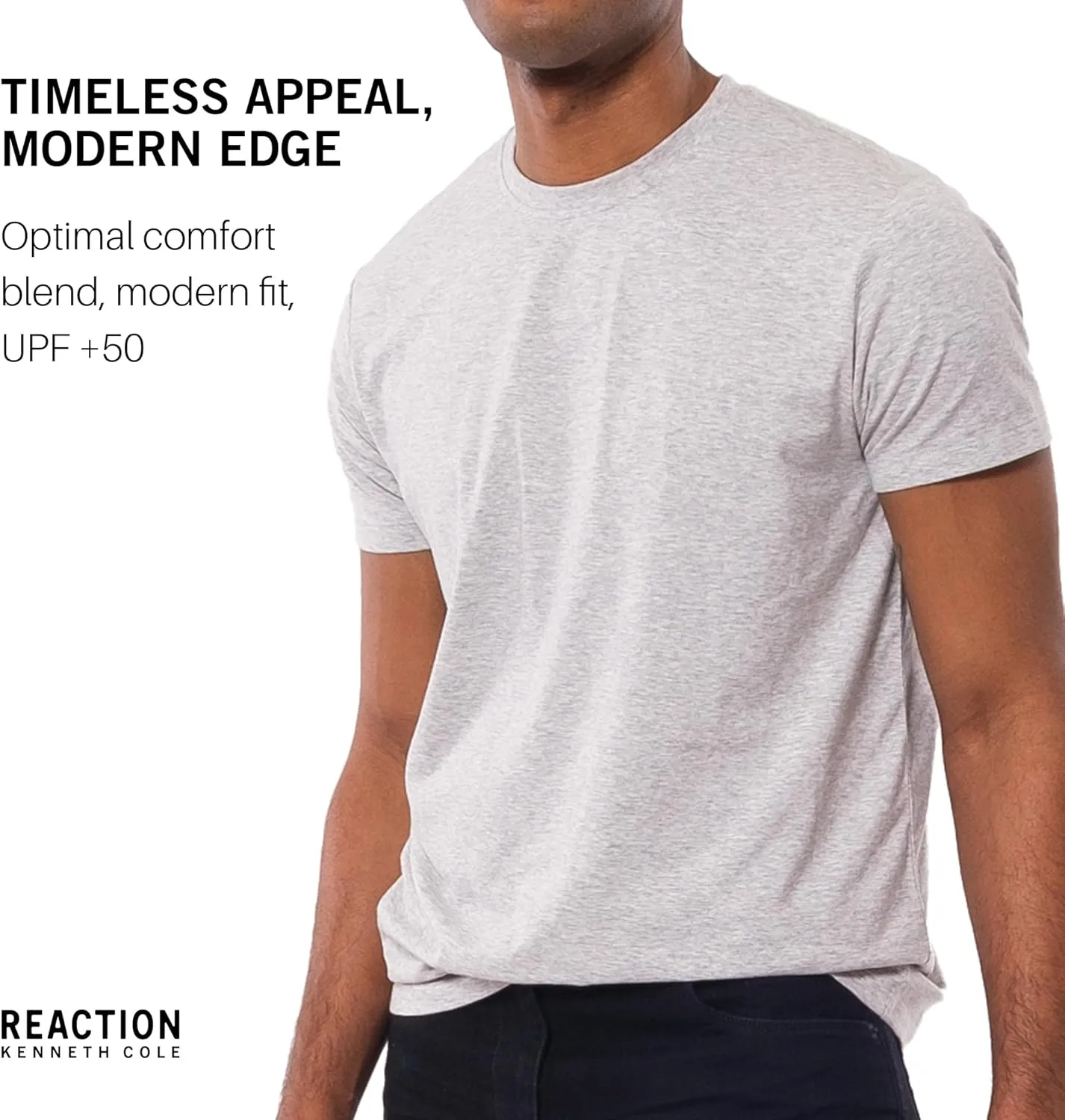 Kenneth Cole REACTION Mens T-Shirt Pack of 3 - UPF 50  Cotton/Spandex Jersey Slim Fit T Shirts for Men 3-Pack