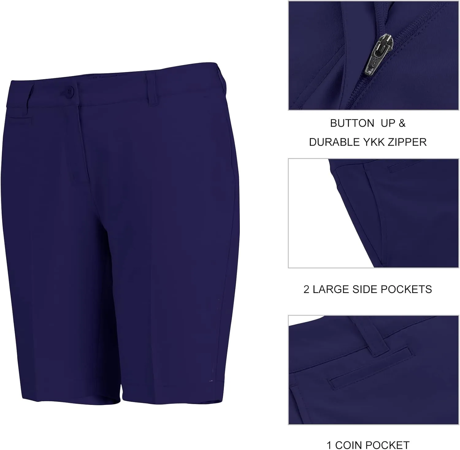 Lesmart Womens Golf Shorts Lightweight Stretch Relaxed Fit Knee Length Ladies Bermuda Shorts