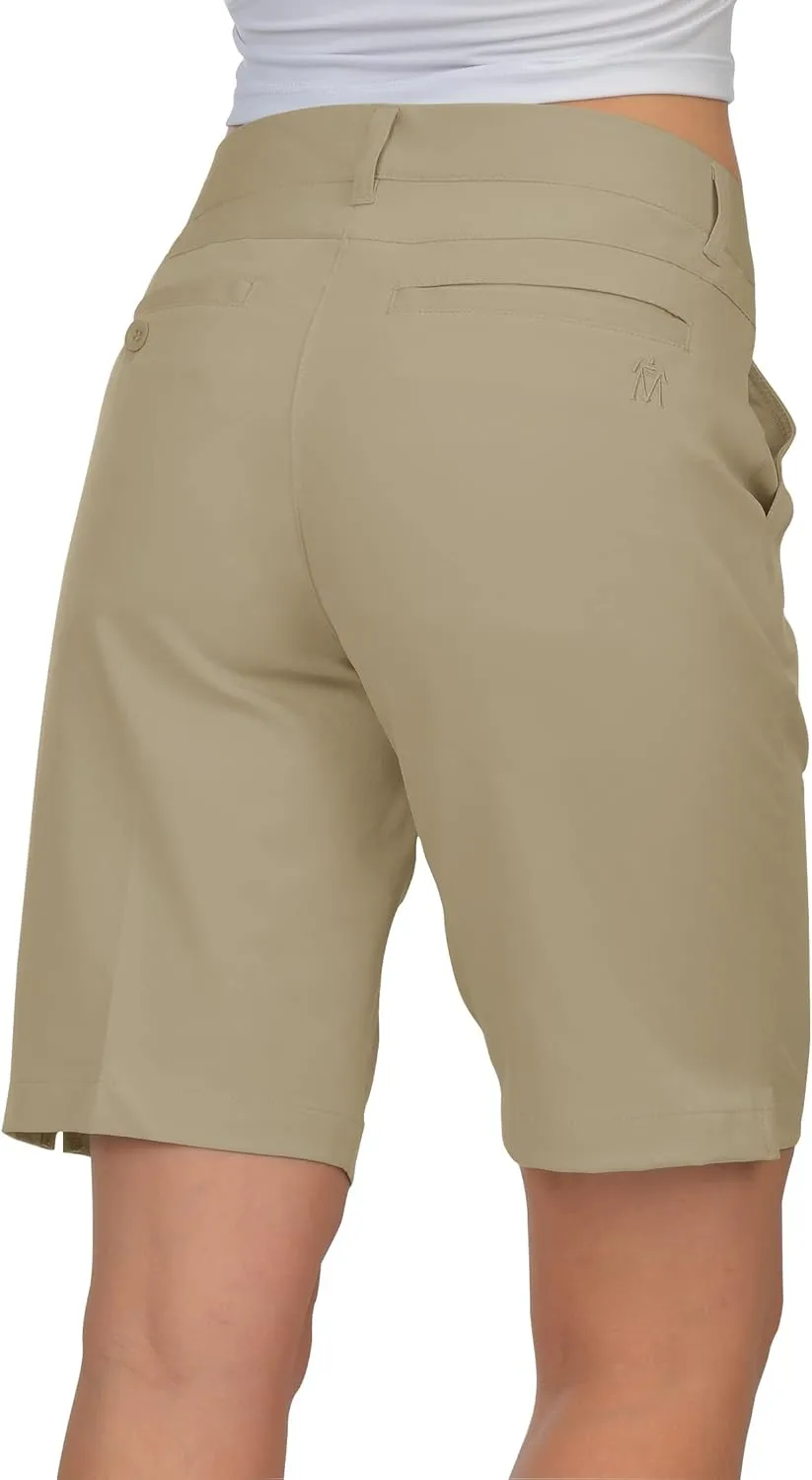 Lesmart Womens Golf Shorts Lightweight Stretch Relaxed Fit Knee Length Ladies Bermuda Shorts