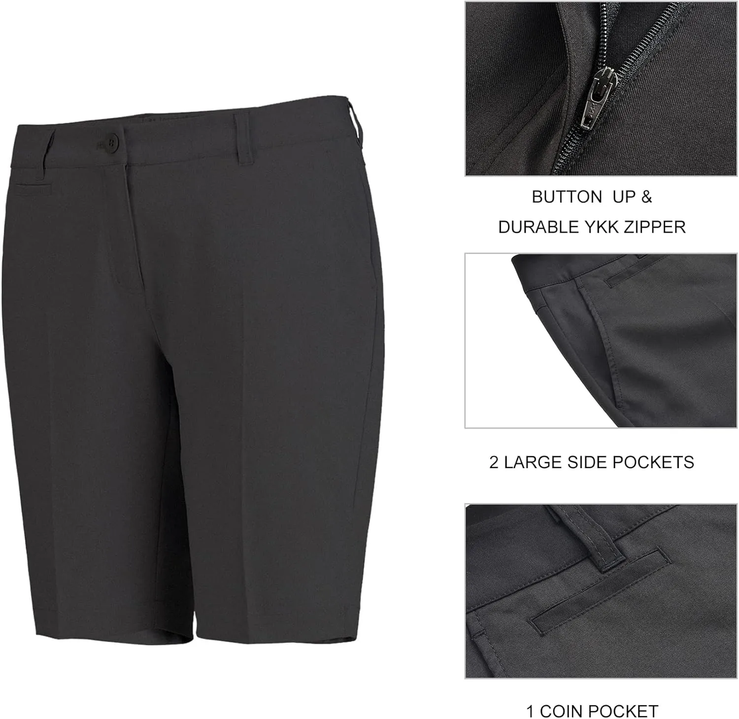 Lesmart Womens Golf Shorts Lightweight Stretch Relaxed Fit Knee Length Ladies Bermuda Shorts