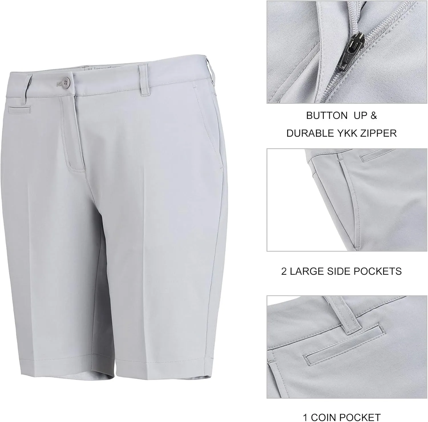Lesmart Womens Golf Shorts Lightweight Stretch Relaxed Fit Knee Length Ladies Bermuda Shorts