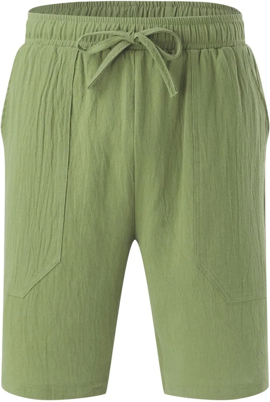 Linen Shorts for Men 11 Inch 3D Coconut Tree Printed Beach Trendy Shorts White Linen Shorts Men Big and Tall Mens