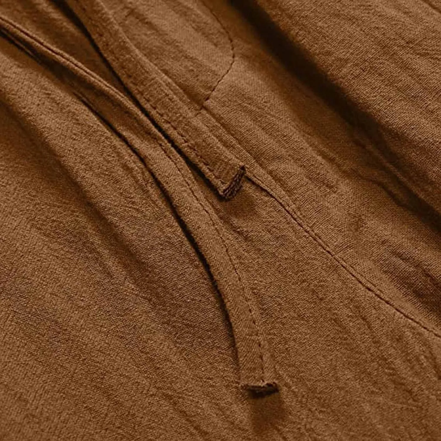 Linen Shorts for Men Baggy Summer Beach Shorts Drawstring Elastic Waist Short Pants Under Knee Length Casual Shorts