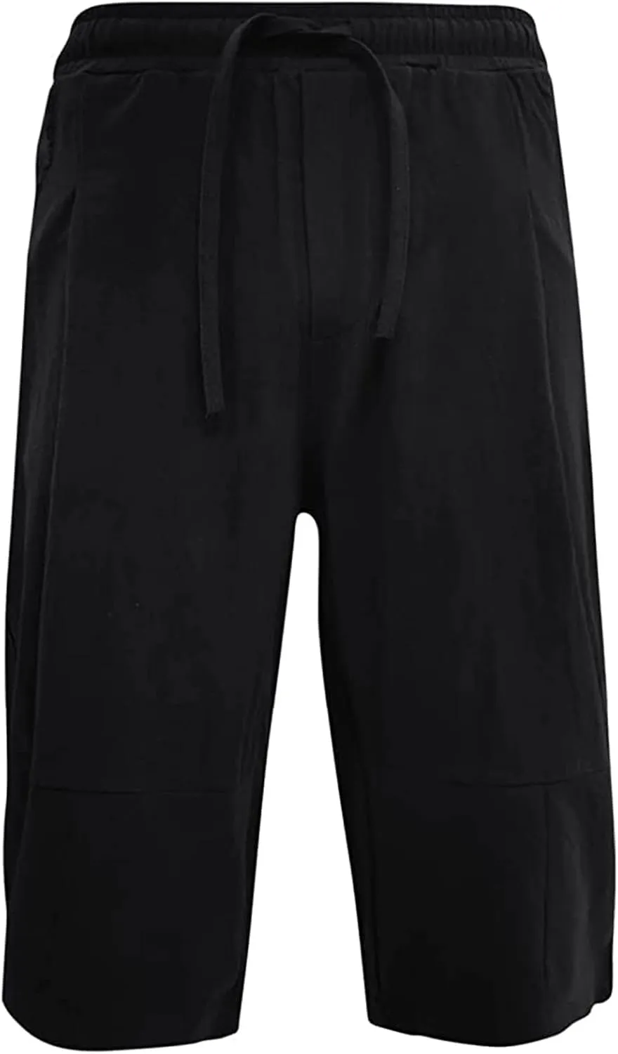 Linen Shorts for Men Baggy Summer Beach Shorts Drawstring Elastic Waist Short Pants Under Knee Length Casual Shorts
